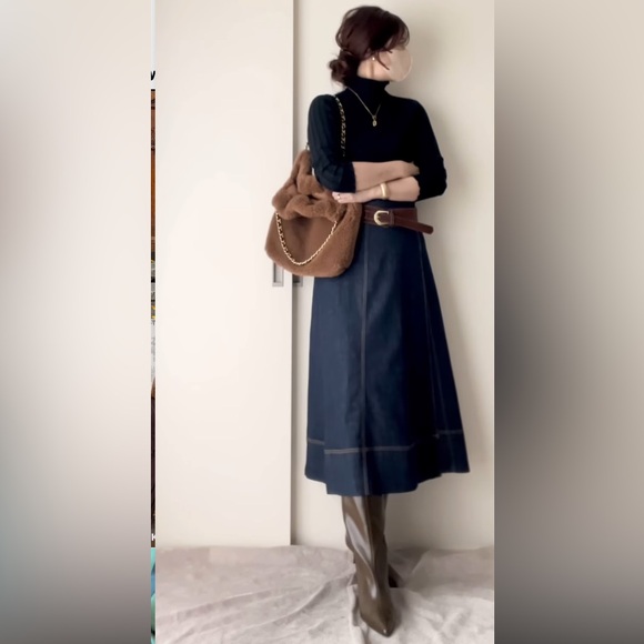 Zara Z1975 BELTED DENIM MIDI WRAP SKIRT MEDIUM - Picture 2 of 10